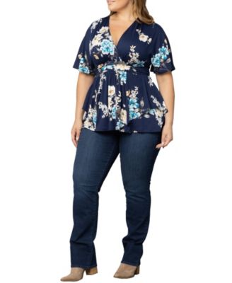 Plus Size Encore Short Sleeve Printed Top