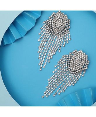 Women's Silver  Bling Cluster Drop Earrings
