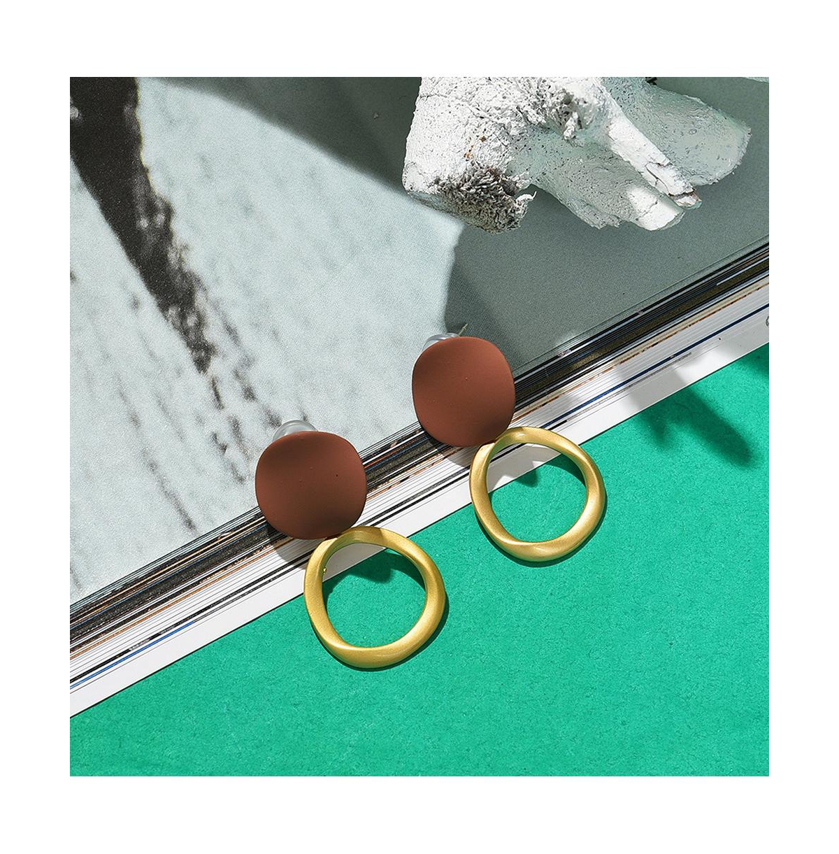 Sohi Women'sColor block Circular Earrings - Red
