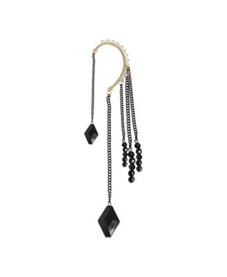 Women's Black  Chainlink Drop Earcuff