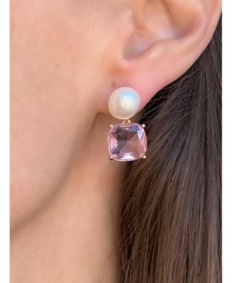 Pearl and Pink Crystal Drop Earring