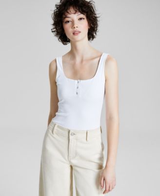 And Now This - Women's Second-Skin Ribbed Henley Bodysuit