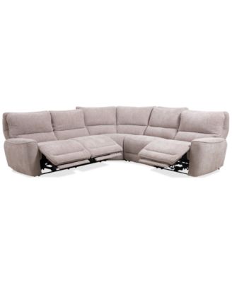 Furniture - Deklyn 116" 5-Pc. Fabric Sectional with 3 Power Recliners