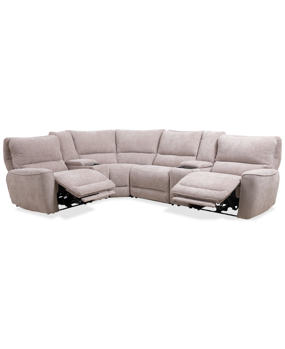 Macy's Deklyn 129" 7-pc. Zero Gravity Fabric Sectional With 2 Power Recliners & 2 Consoles, Created For Mac In Cobblestone