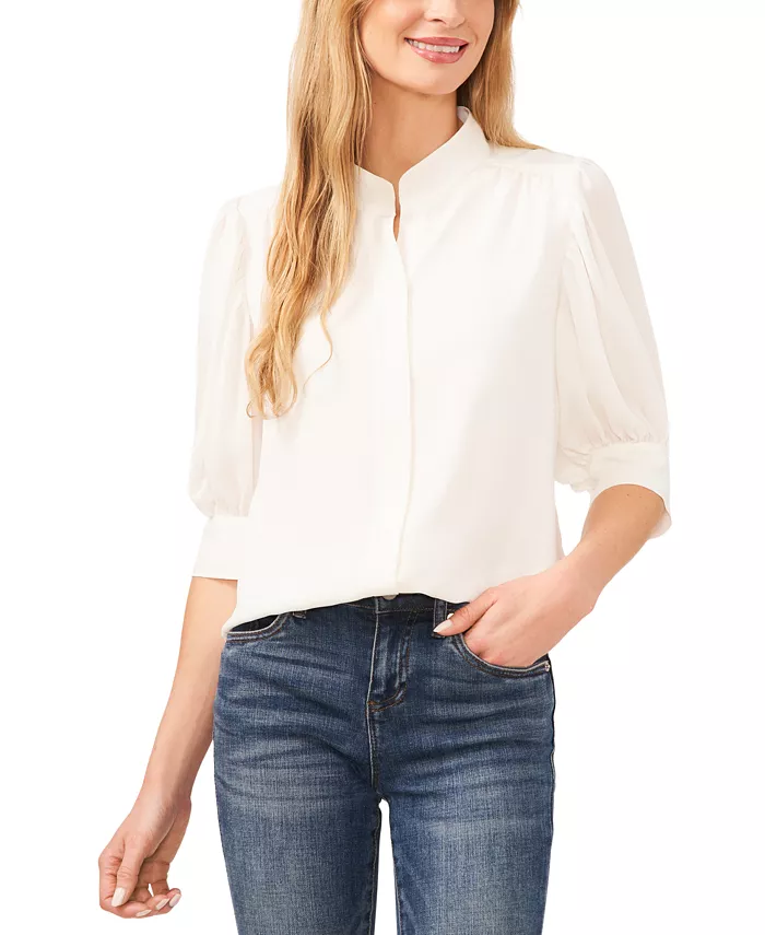 Women's 3/4-Sleeve Collared Button-Down Top - thumbnail 4