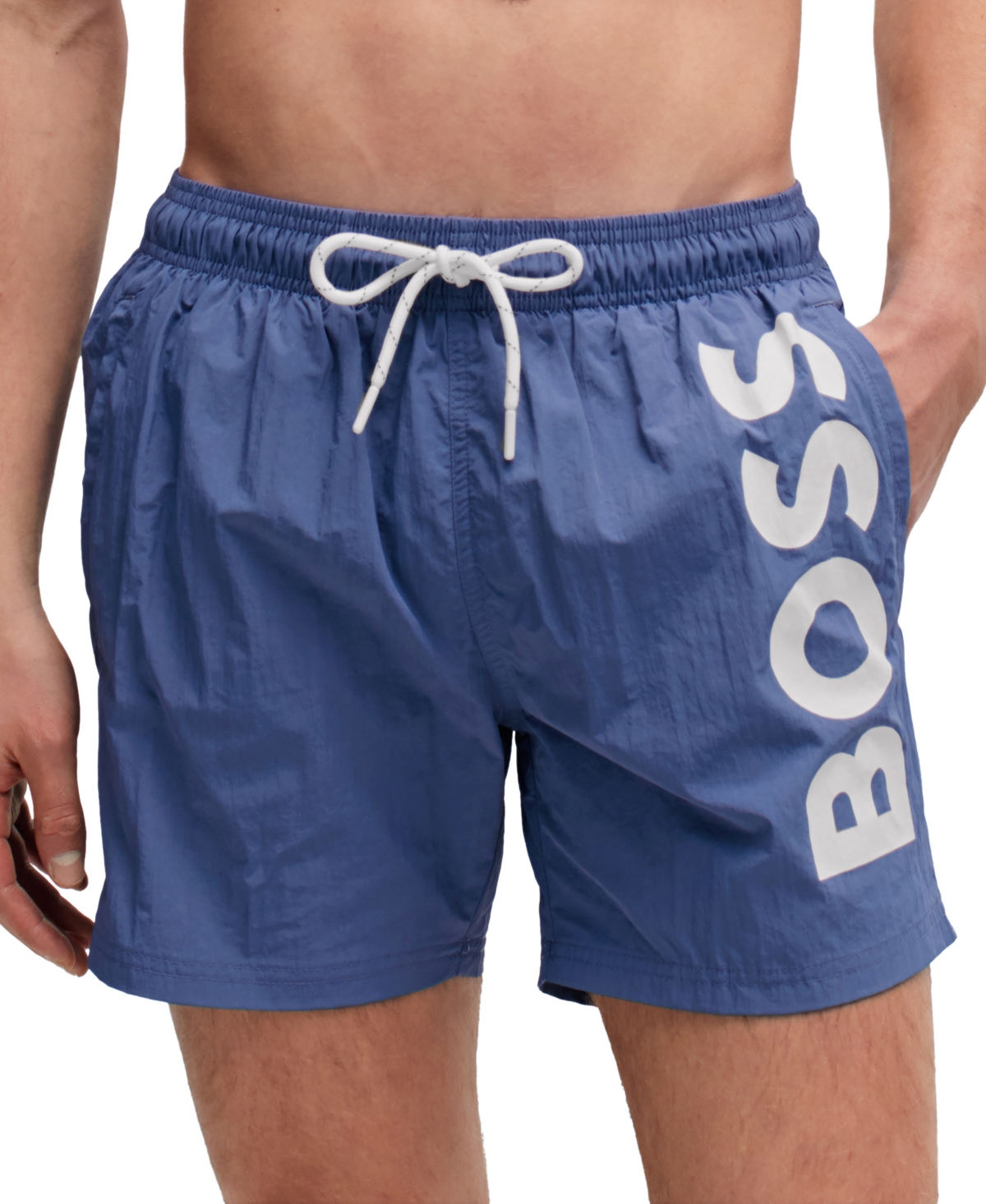 Boss by Hugo Boss Men's Quick-Dry Large Logo Print Swim Shorts - Open Blue
