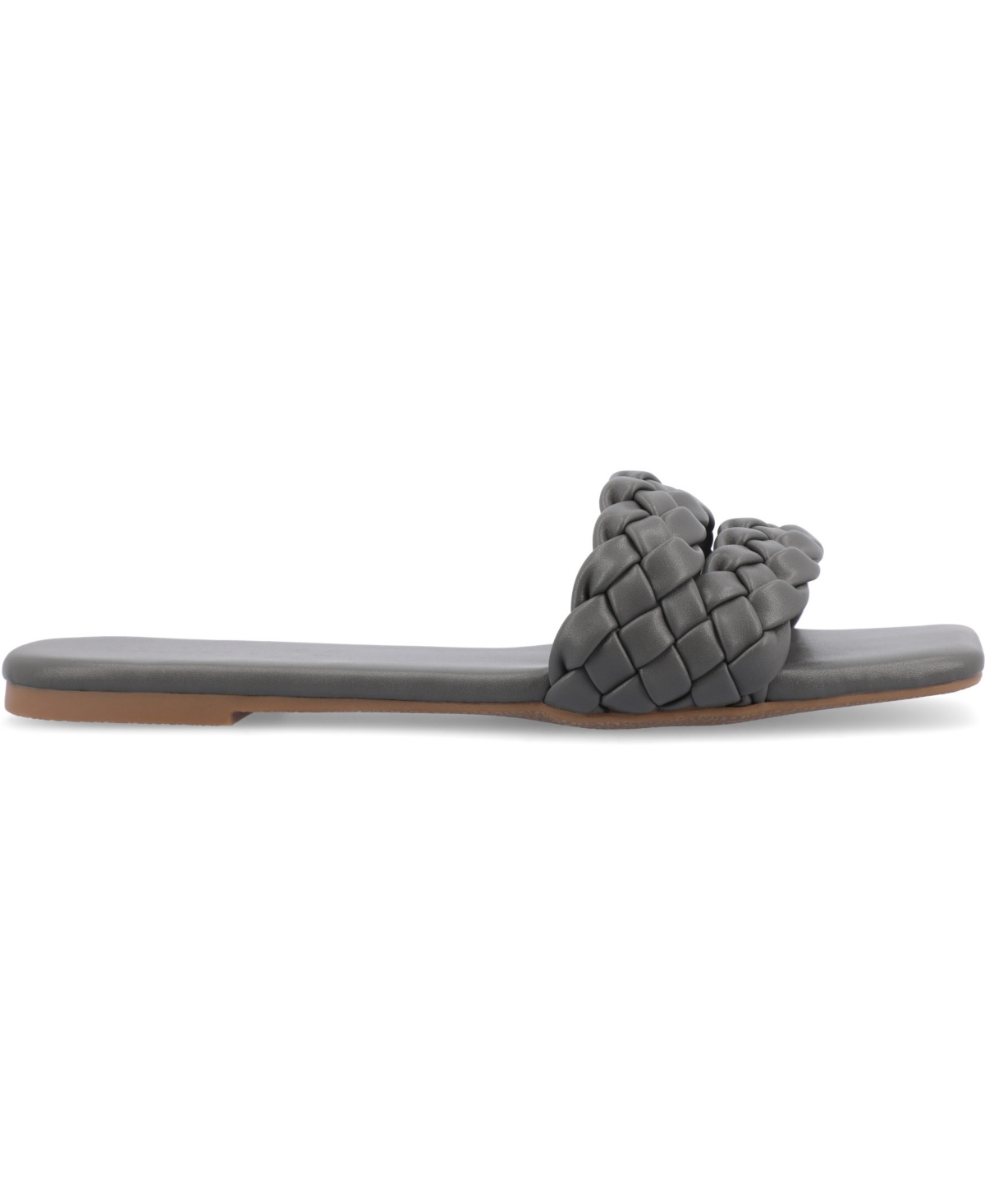Journee Collection Women's Sawyerr Wide Width Braided Square Toe Sandals In Gray