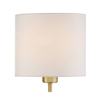 Amidon Modern Wall Lamp Warm Brass Metal Plug-in 8" Light Fixture White Fabric Drum Shade for Bedroom Reading Living Room House Home