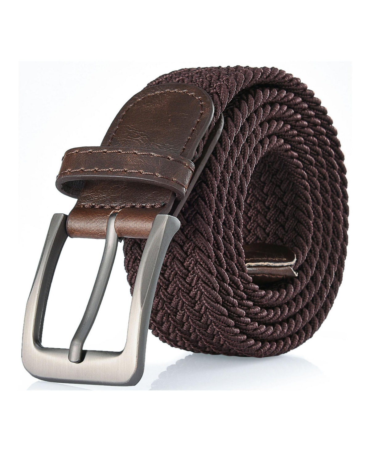 Men's Elastic Braided Stretch Belt for Big & Tall - Brown