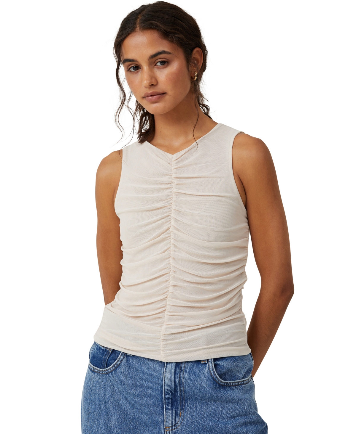 Shop Cotton On Women's Becca Gathered Tank Top In Stone