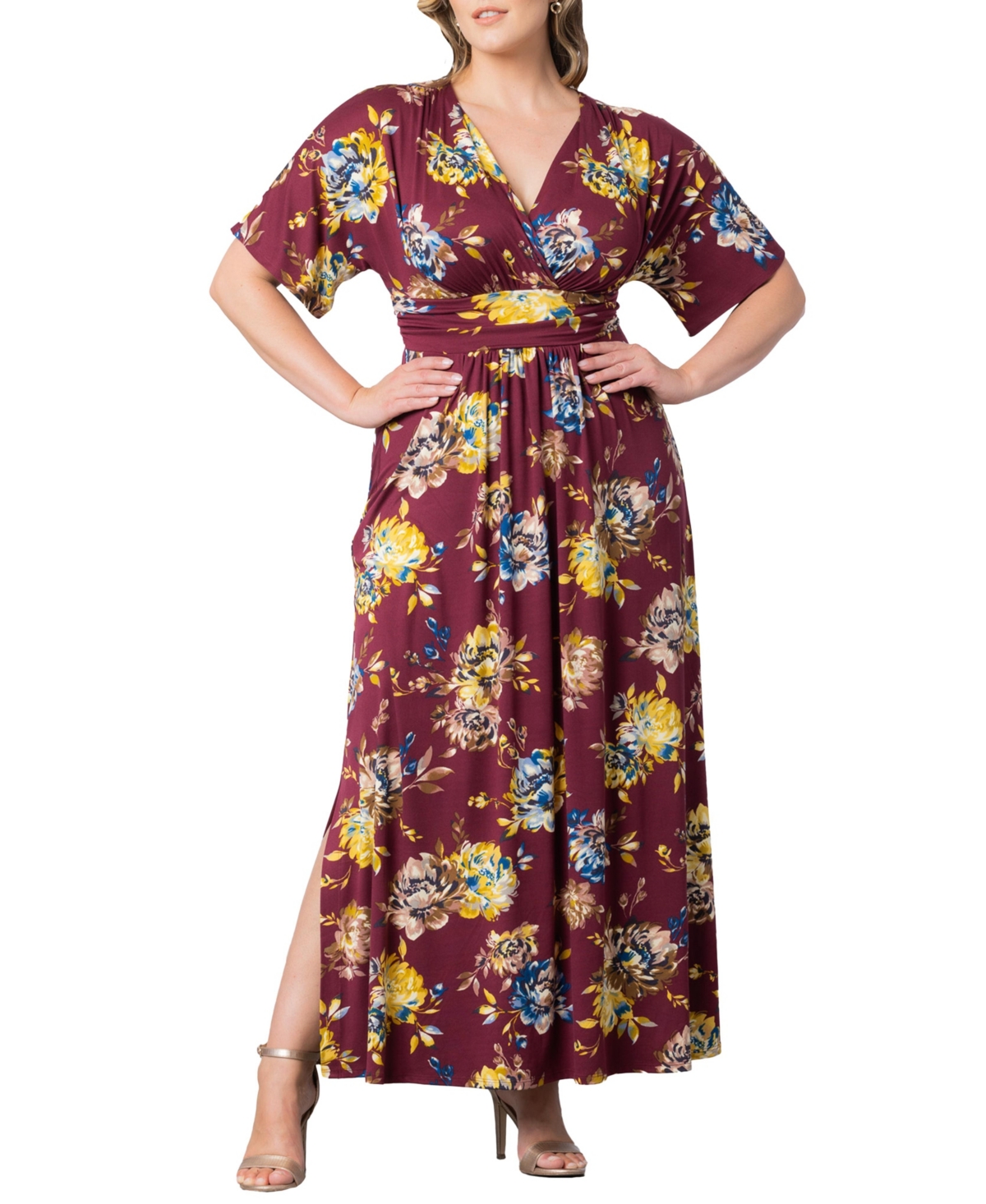 KIYONNA WOMEN'S VIENNA KIMONO SLEEVE LONG MAXI DRESS