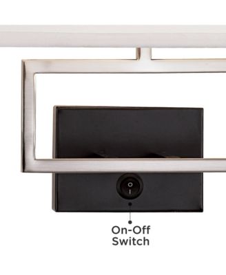 Trixie Modern Wall Lamp Brushed Nickel Plug-in 12" Light Fixture Rectangular Shade for Bedroom Reading Living Room Hallway House