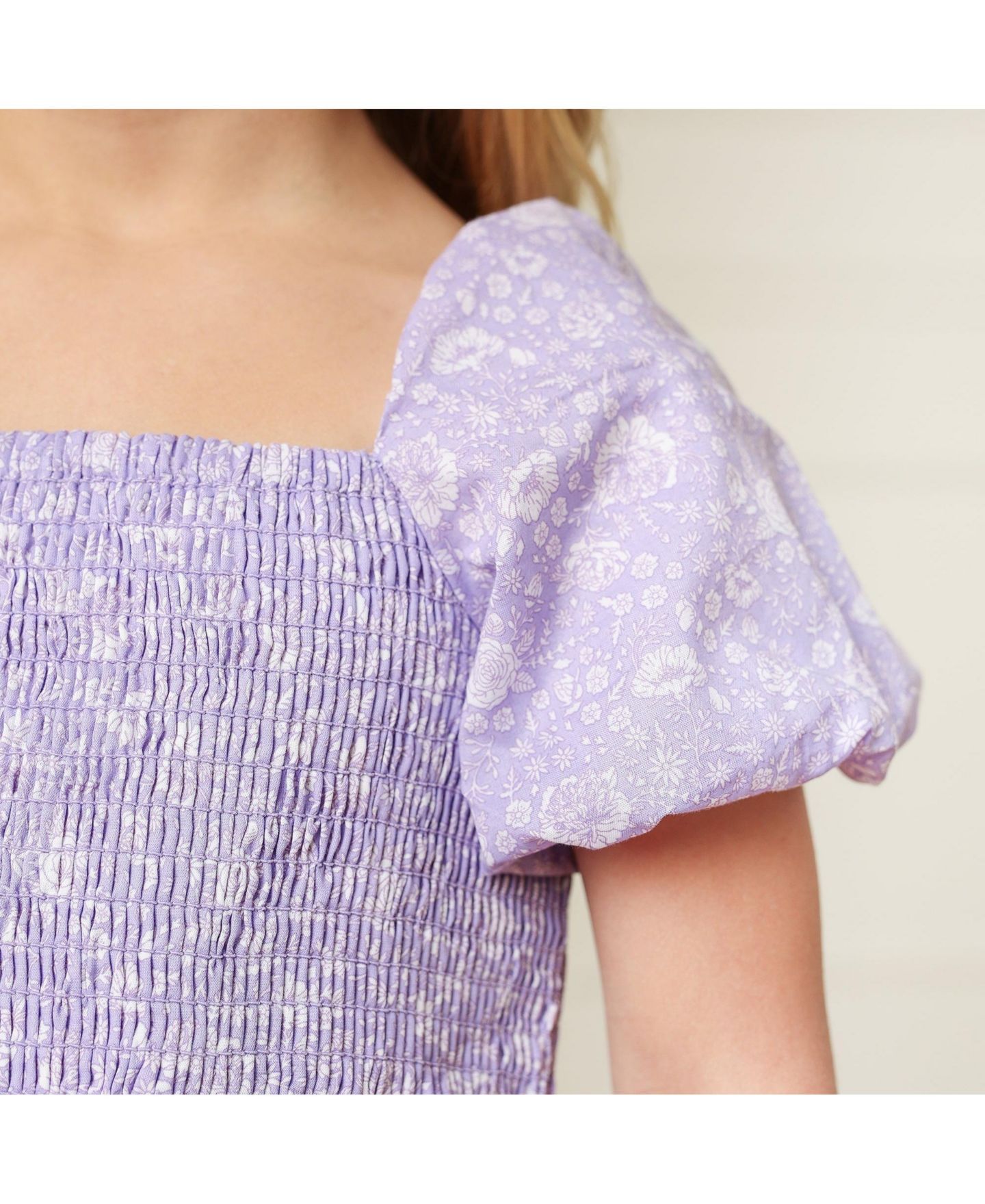 Платье Hope & Henry Short Bubble Sleeve Smocked Dress для девочек-малышей — фото 7
