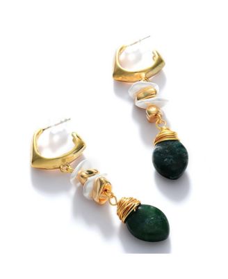 Women's Black  Teardrop Dented Drop Earrings