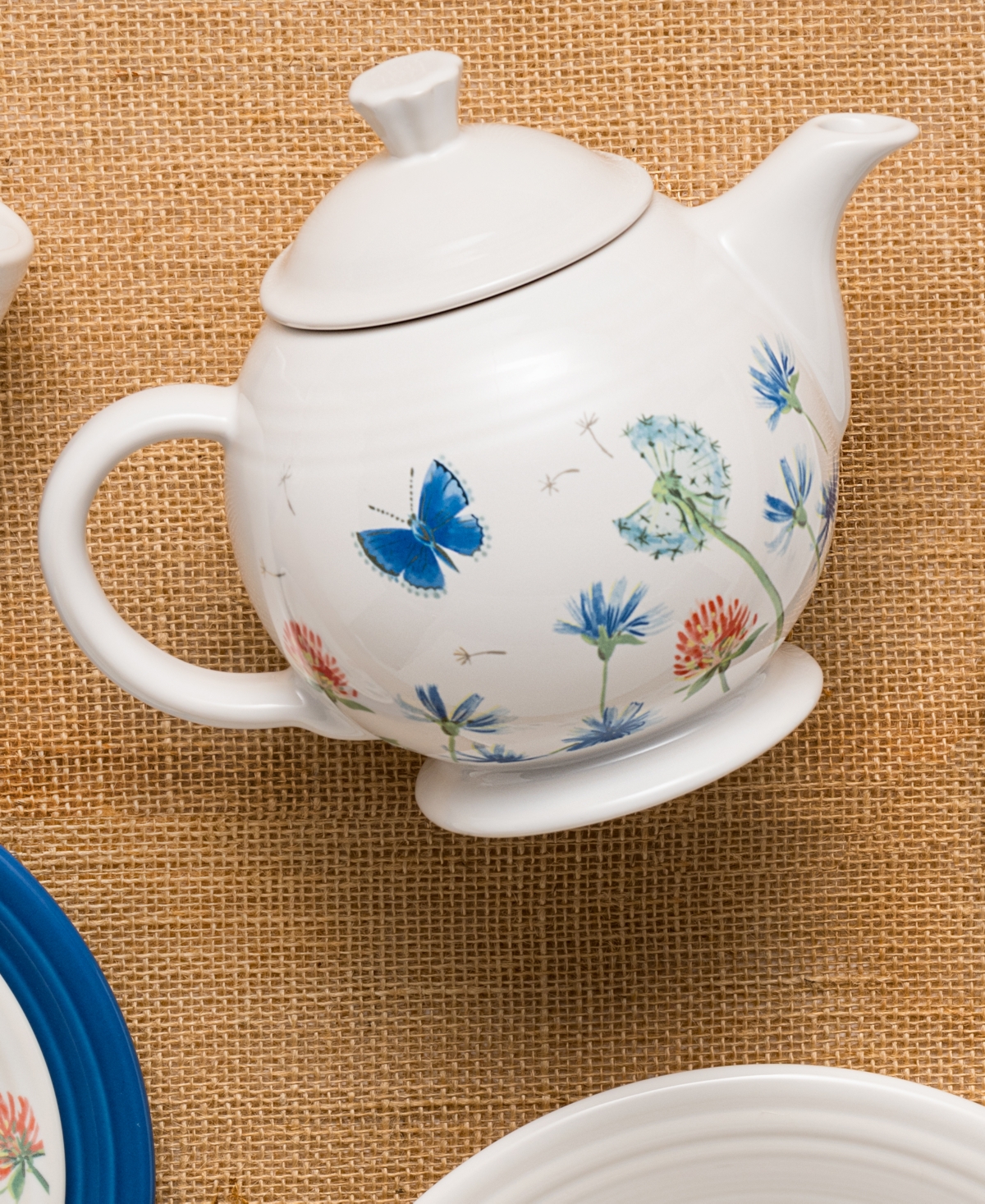 Fiesta Breezy Floral Teapot In Multi Color Design With  Colors