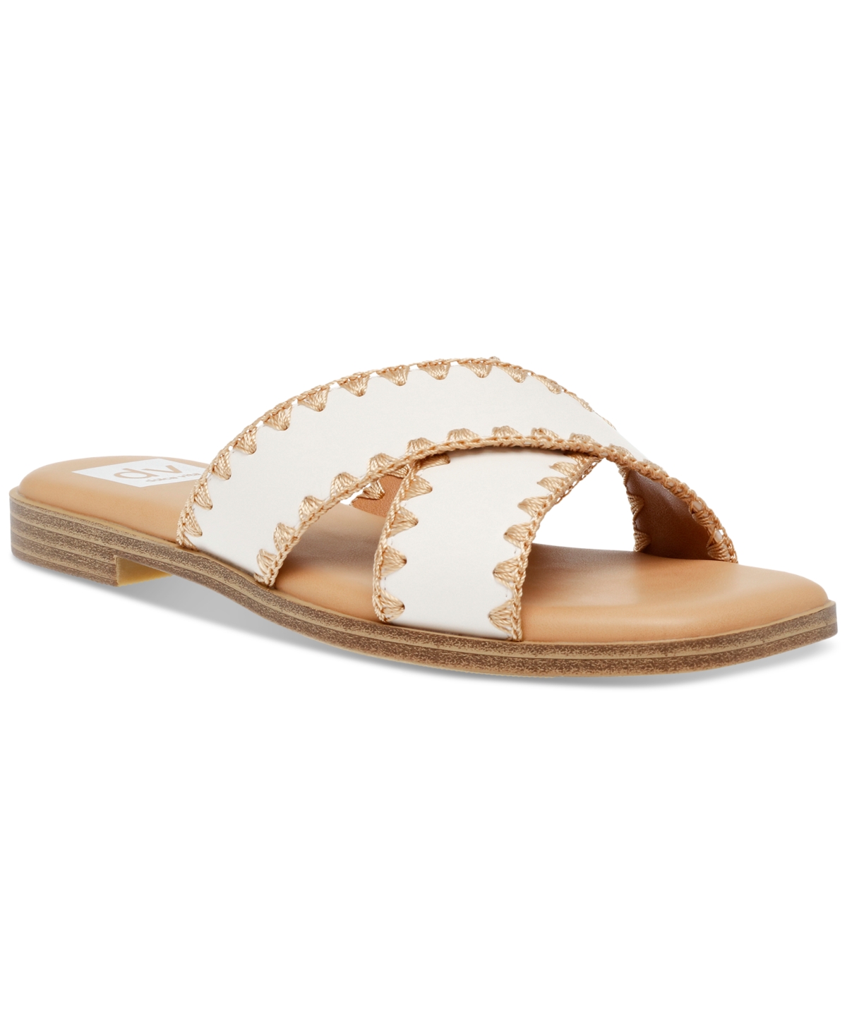 Shop Dv Dolce Vita Women's Miguel Crisscross Flat Slide Sandals In Off White