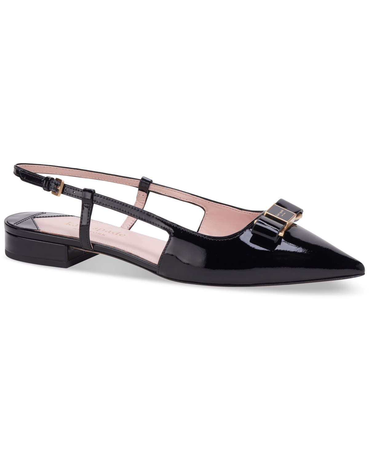 Shop Kate Spade Women's Bowdie Pointed-toe Slingback Flats In Black