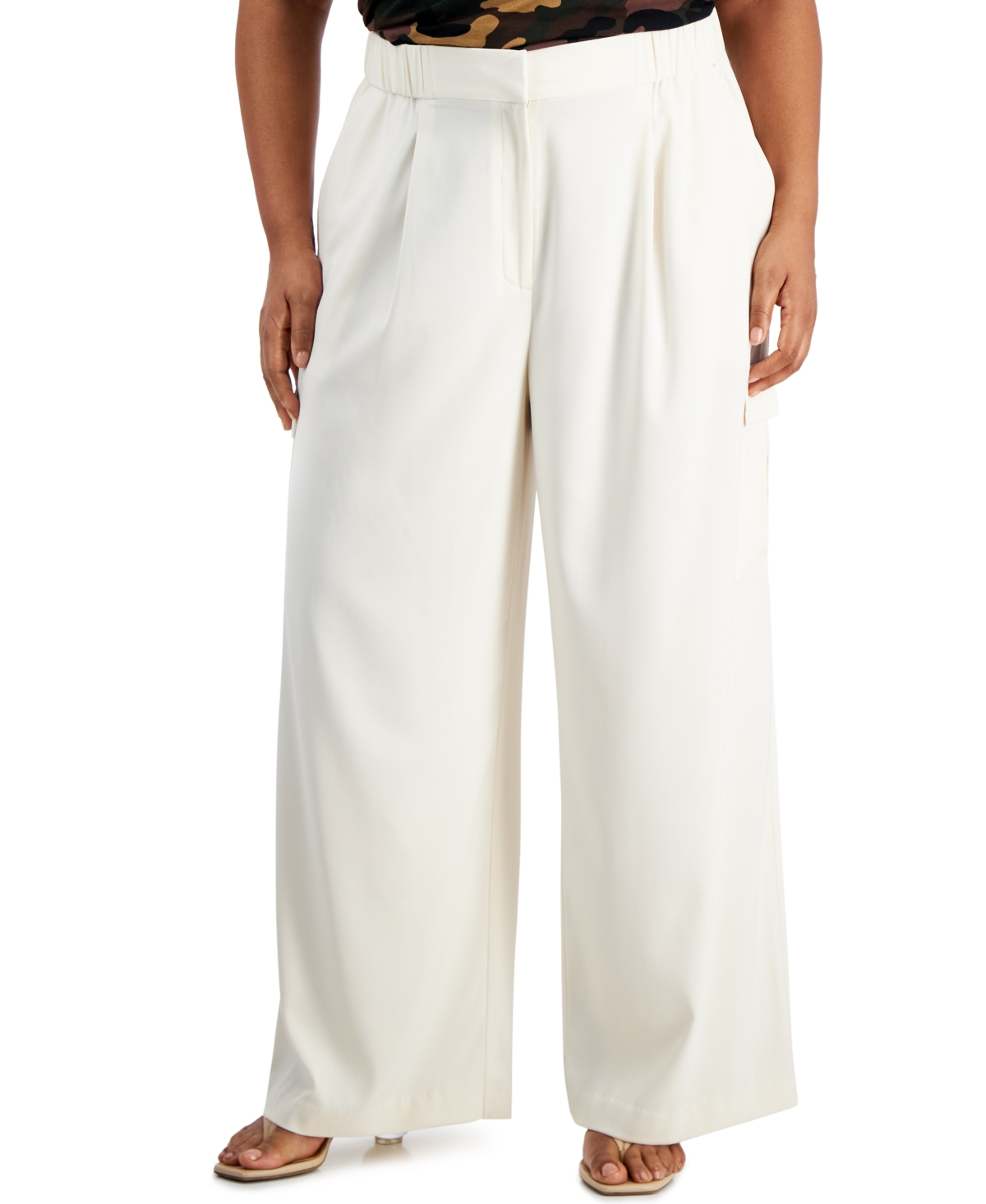 Shop Bar Iii Trendy Plus Size Wide-leg Cargo Pants, Created For Macy's In Palomino