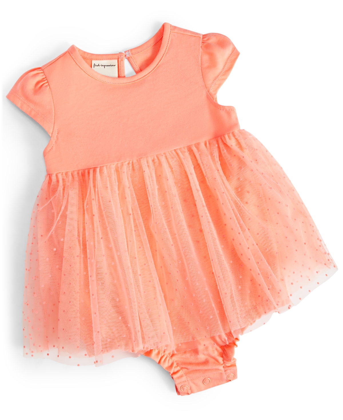 Shop First Impressions Baby Girls Tulle Sunsuit, Created For Macy's In Peach Pearl