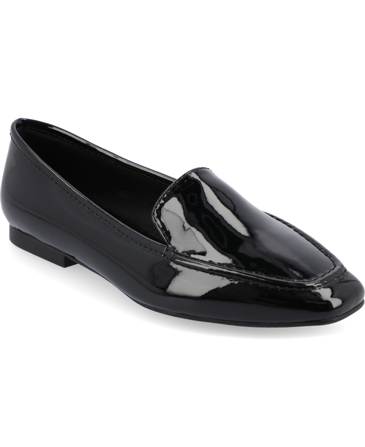 Shop Journee Collection Women's Tullie Square Toe Loafers In Patent,black Faux Leather- Polyurethane
