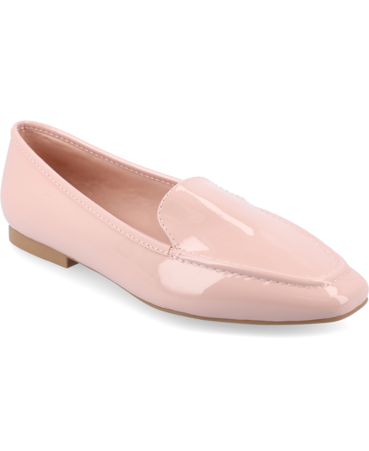 Shop Journee Collection Women's Tullie Square Toe Loafers In Patent,pink Faux Leather- Polyurethane