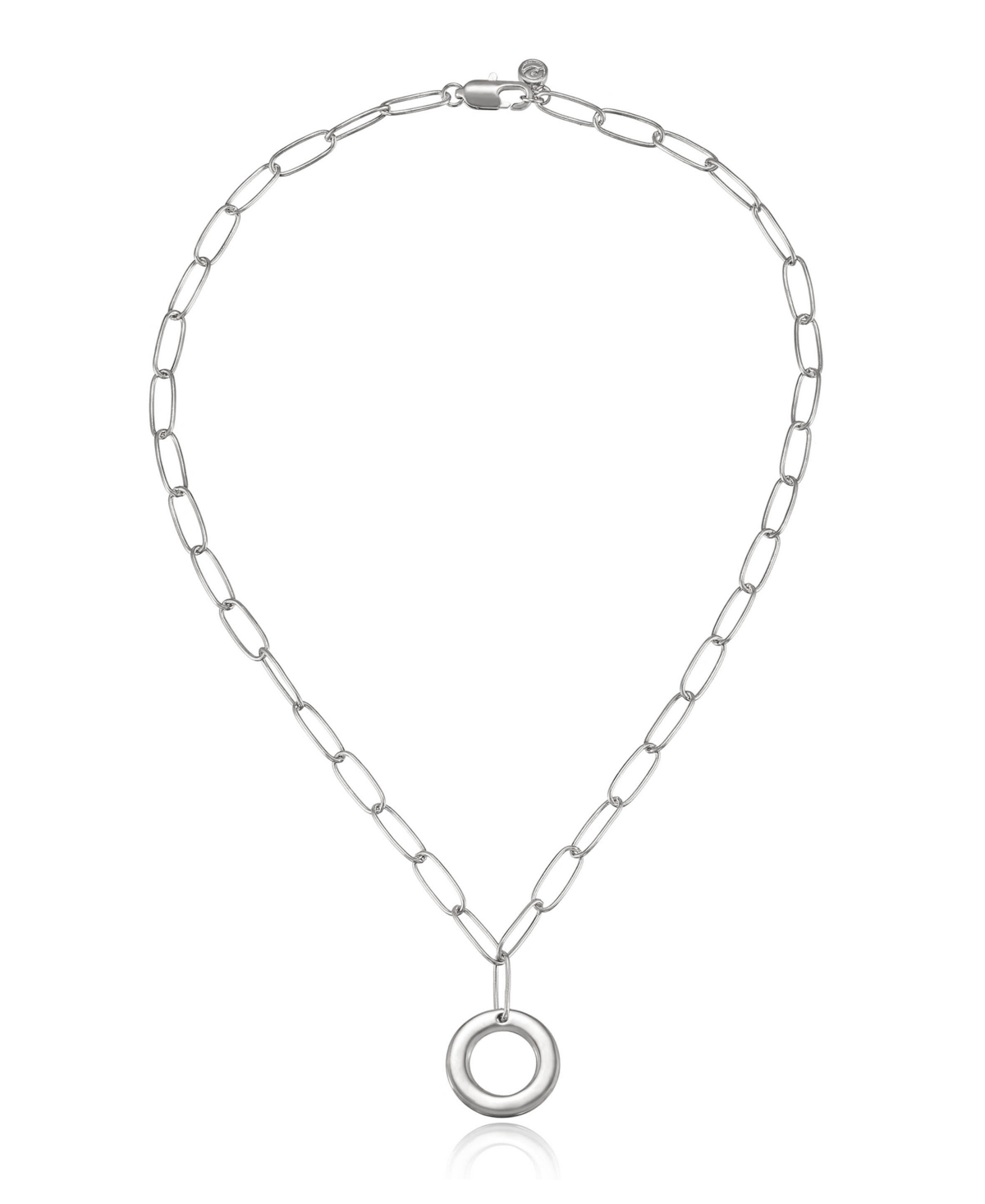 Paperclip Chain Initial Necklace - Rhodium-V