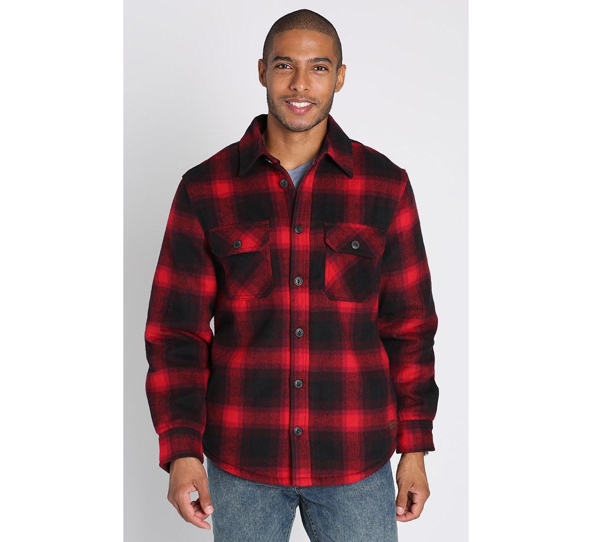 Jachs Ny Men s Sherpa Lined Brushed Flannel Jacket Red plaid Smart Closet