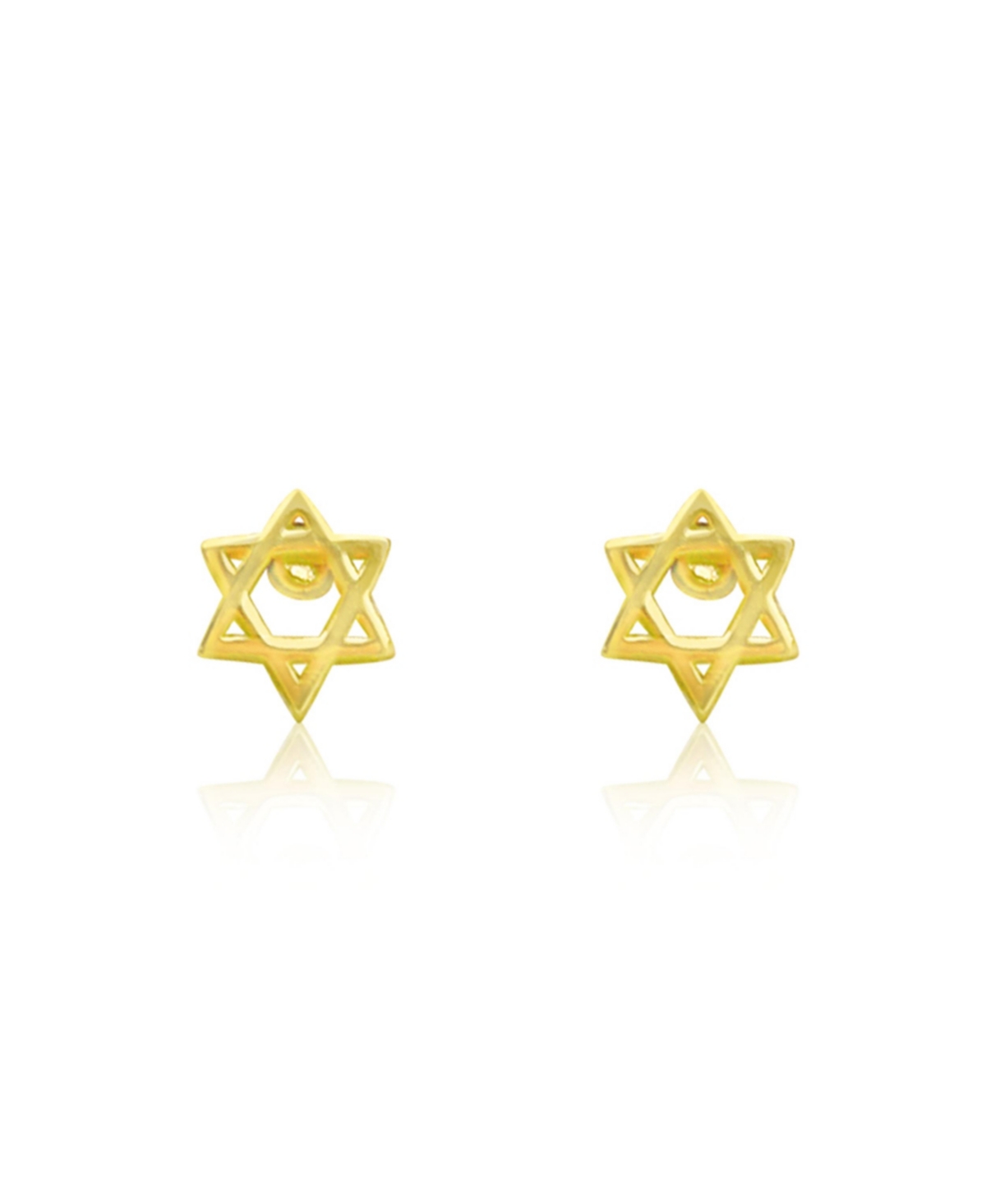 Yellow Gold Tone Star of David Studs Earrings - Yellow