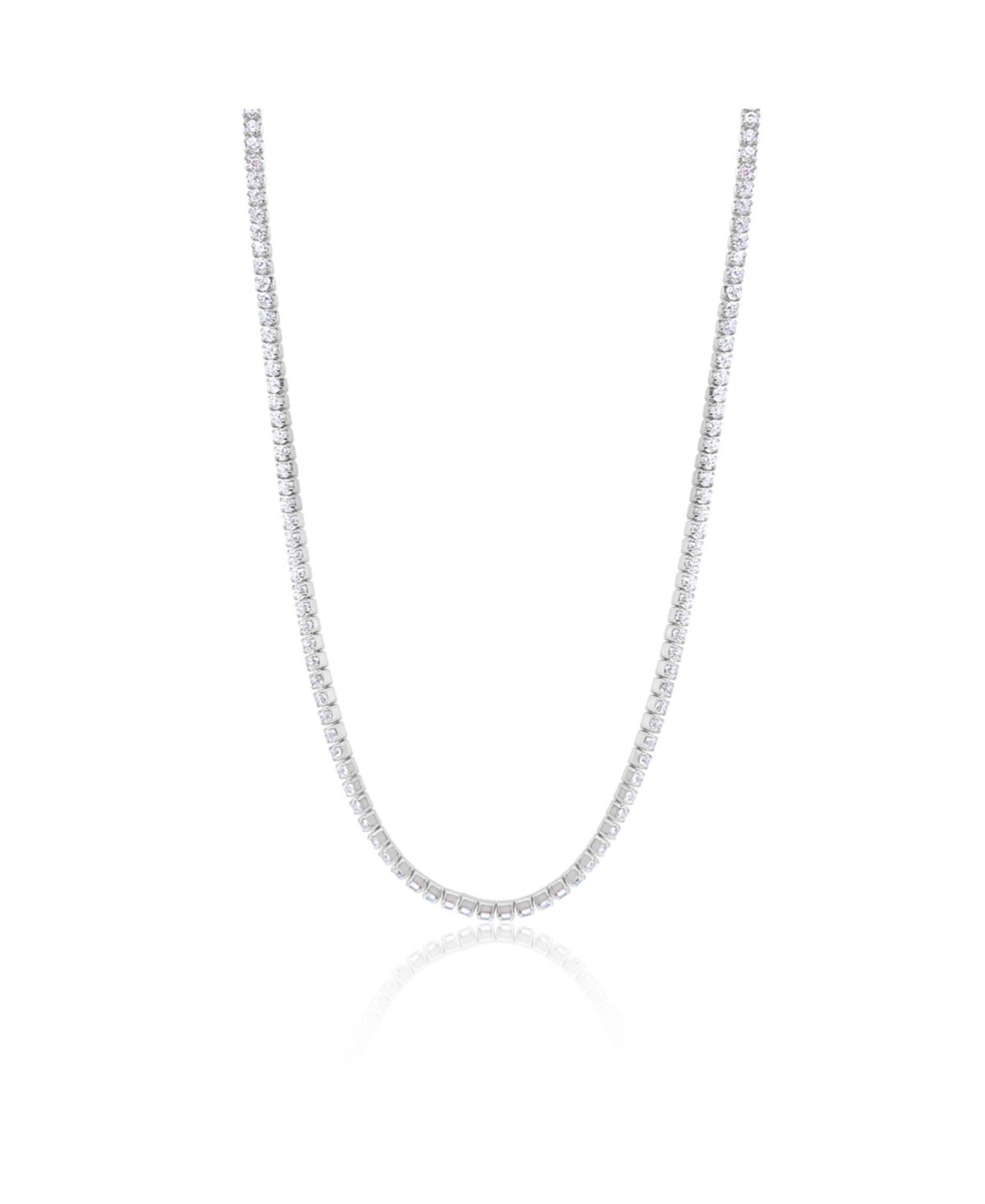 White Gold Tone Cz Tennis Choker Necklace - White
