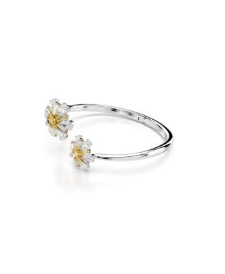 Flower, Yellow, Rhodium Plated Idyllia Bangle Bracelet