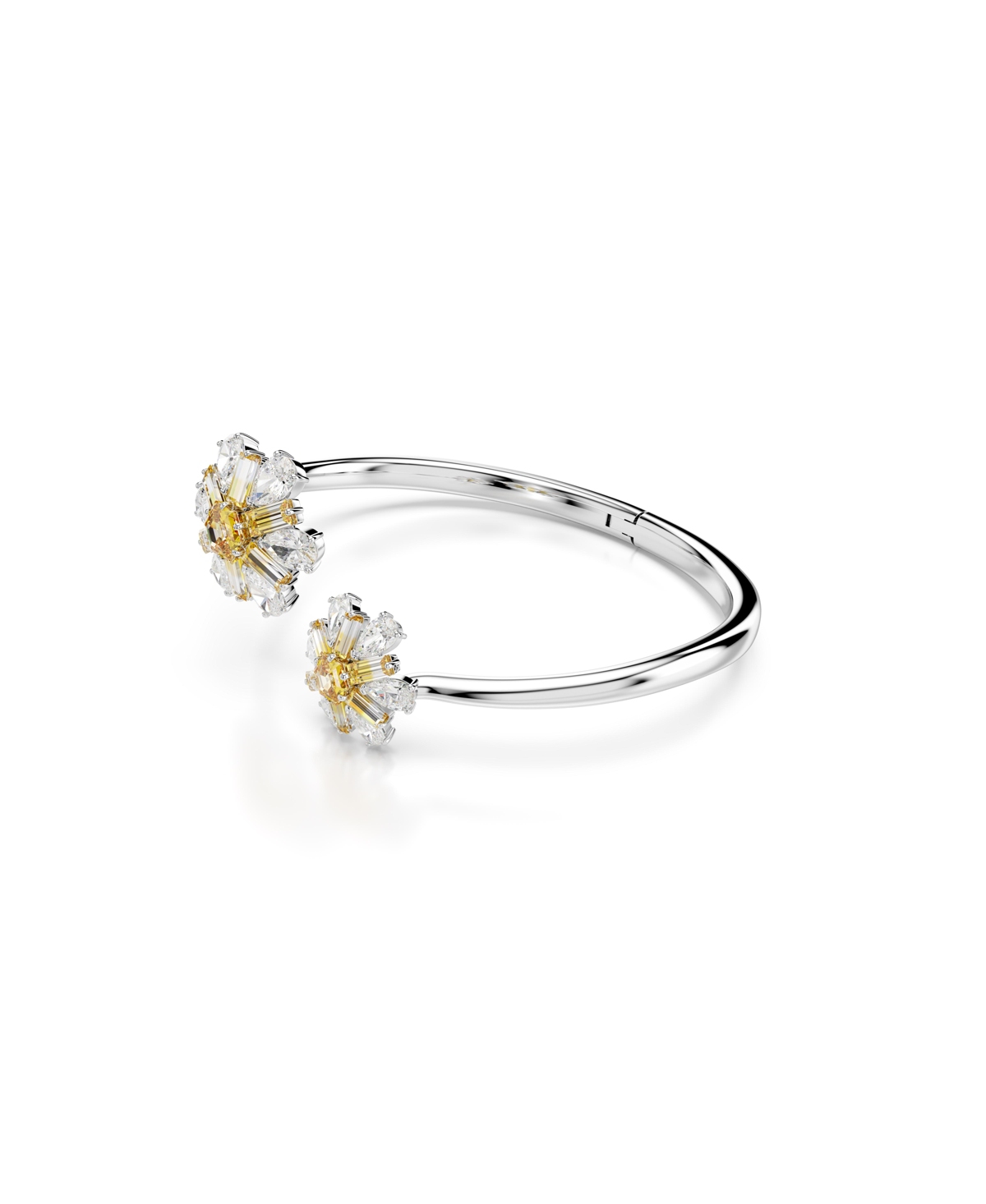 Swarovski Flower, Rhodium Plated Idyllia Bangle Bracelet - Yellow