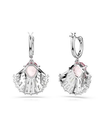 Swarovski Shell, Pink, Rhodium Plated Idyllia Drop Earrings - Macy's