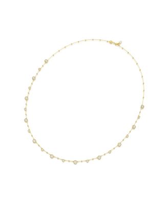 Round Cut, White, Gold-Tone Imber Strand age Necklace