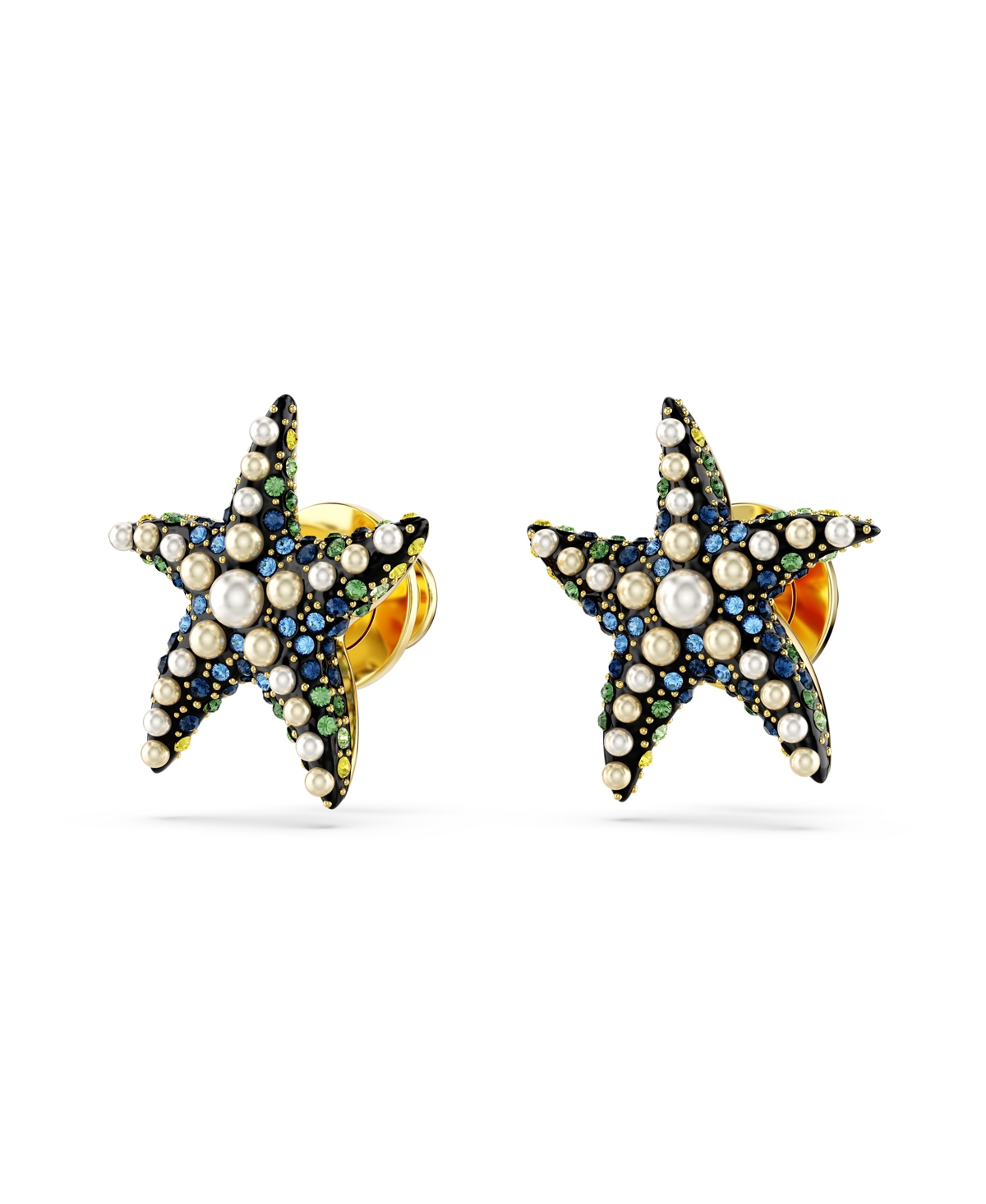 Swarovski Idyllia F Pierced Earrings Stud Starfish S Gold Shiny Multi In Blue