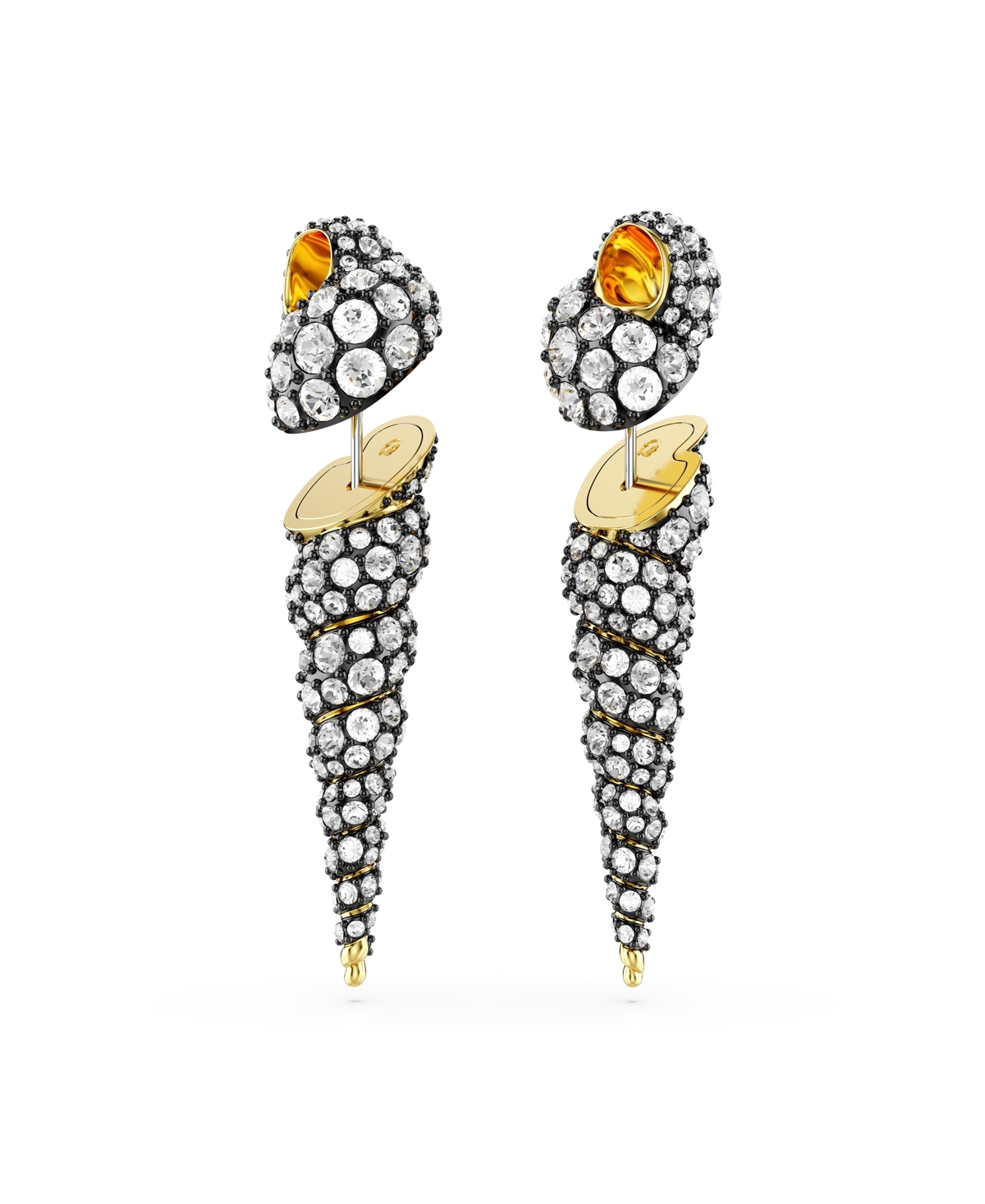 Swarovski Asymmetrical Design, Round Cut, Shell, White, Mixed Metal Finish Idyllia Drop Earrings