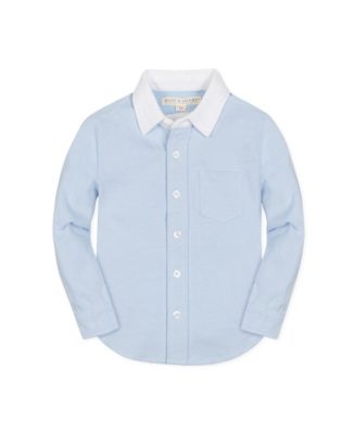 Boys Long Sleeve Pique Button Down Shirt