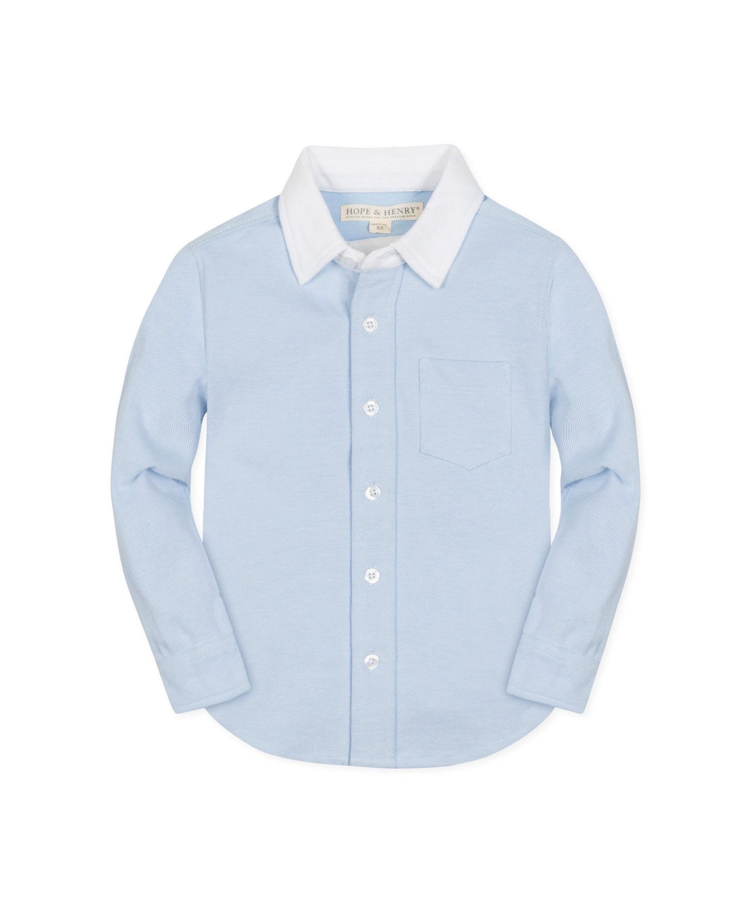 Hope and Henry Boys' Long Sleeve Pique Button Down Shirt