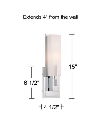 Midtown Modern Wall Light Sconce Chrome Hardwire 4 1/2" Fixture Rectangular White Glass for Bedroom Bathroom Vanity Reading House