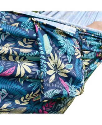 Portable Camping Hammock Cloth, Two Person Blue Leaf Print