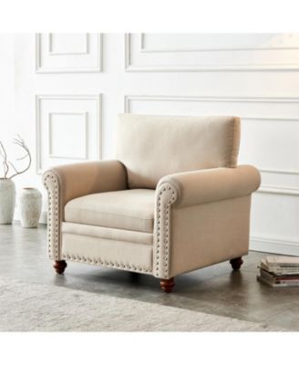 Living Room Sofa Single Seat Chair With Wood Leg Fabric