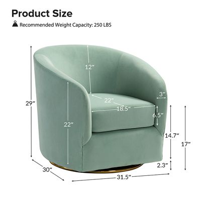 Swivel Accent Chair with Gold Metal Base for Living Room Nursery