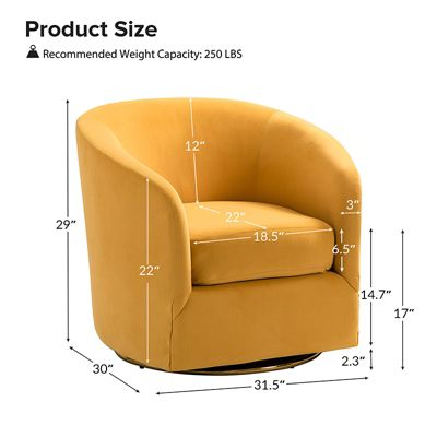 Swivel Accent Chair with Gold Metal Base for Living Room Nursery