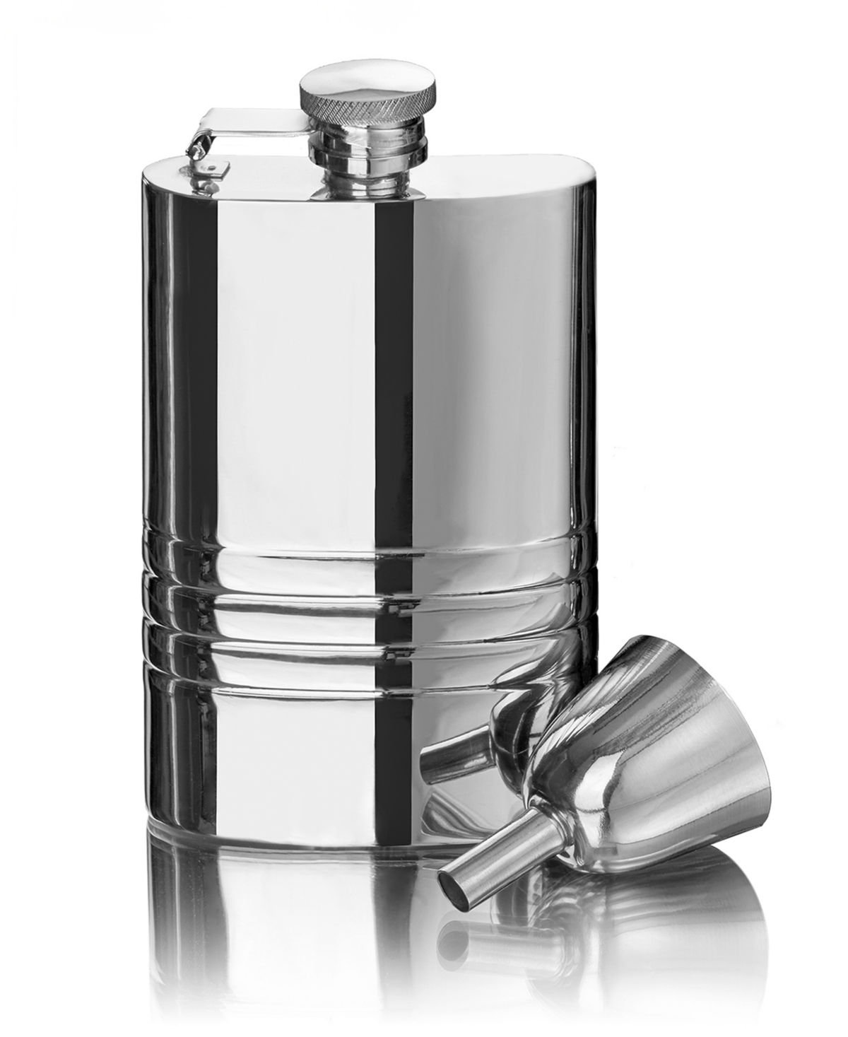Godinger Signature Collection By  Double Wall Stainless Steel Flask With Funnel In Silver
