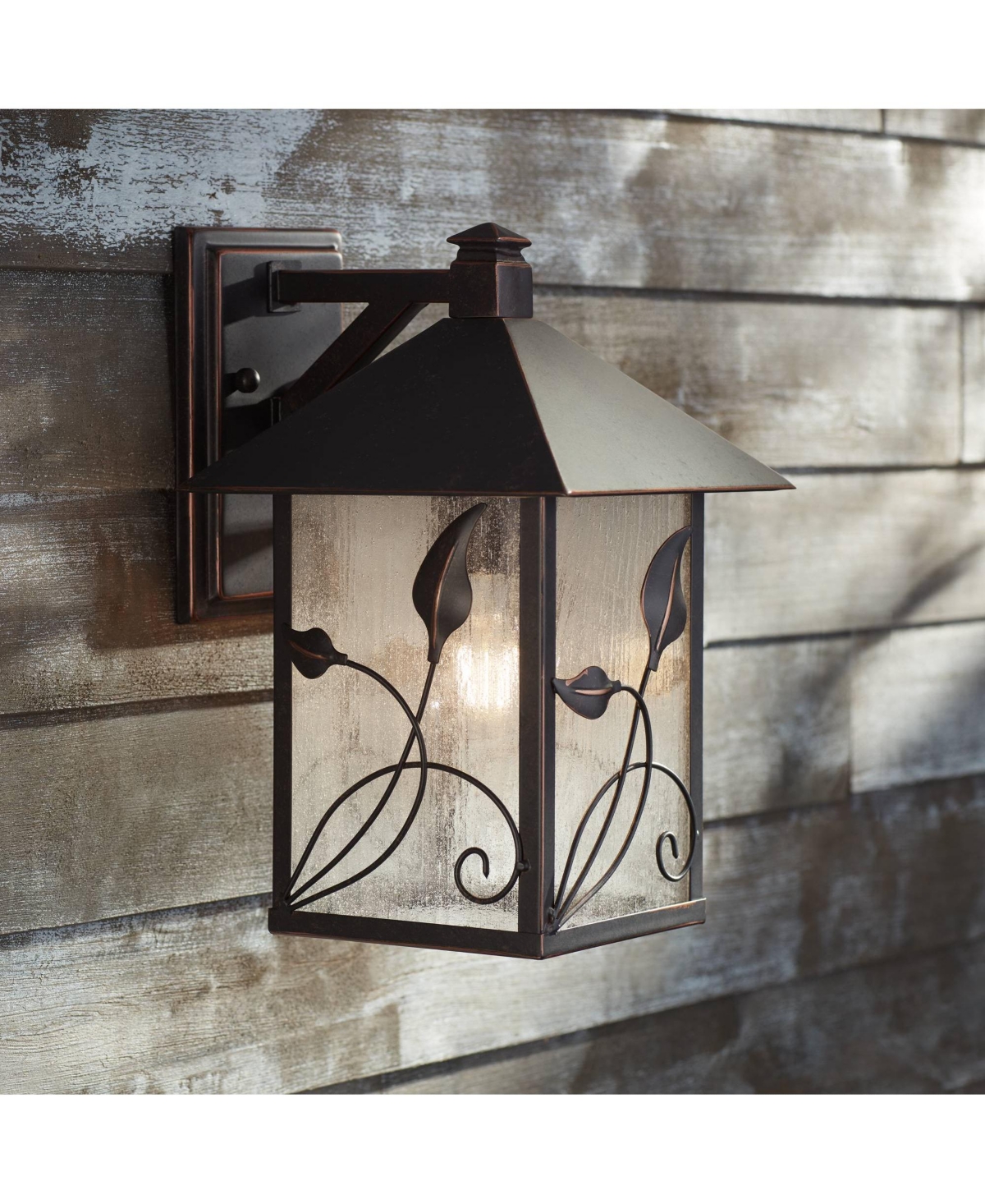French Garden Rustic Country Cottage Outdoor Wall Light Bronze Brown Hardwired 8 1/2" Wide Fixture Clear Seedy Glass Shade for Bedroom Bathroom Bedsid