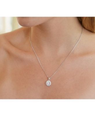 Round Halo Crystal Pendant Necklace