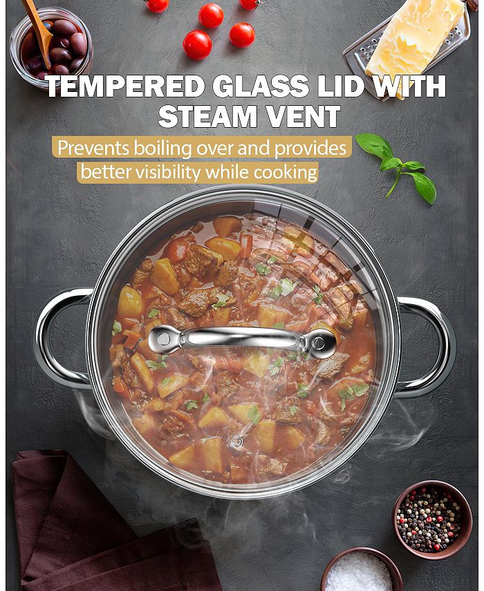 Cook N Home Kitchen Cookware Sets, 12Piece Basic Stainless Steel Pots