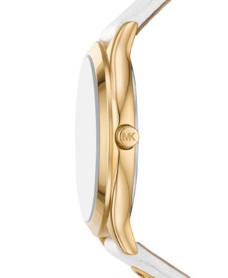 Women's Slim Runway Three-Hand White Leather Watch 38mm