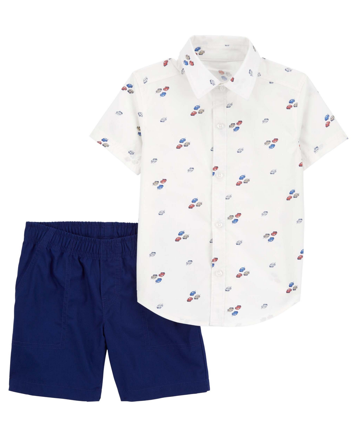 Carter's Baby Boys Car Button Down Shirt And Shorts, 2 Piece Set In Blue