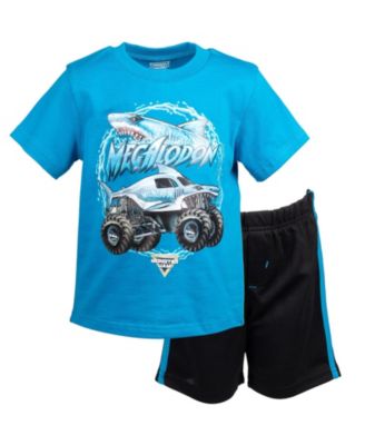 Monster Jam Toddler Boys T-Shirt and Shorts Outfit Set - Blue / black