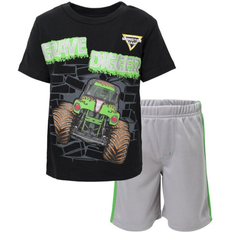 Monster Jam Boys Athletic 2-Piece T-Shirt and Shorts Set